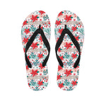 Cute Christmas Poinsettia Pattern Print Flip Flops