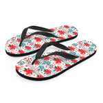 Cute Christmas Poinsettia Pattern Print Flip Flops