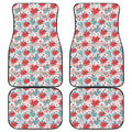 Cute Christmas Poinsettia Pattern Print Front and Back Car Floor Mats