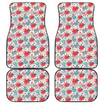 Cute Christmas Poinsettia Pattern Print Front and Back Car Floor Mats