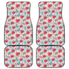 Cute Christmas Poinsettia Pattern Print Front and Back Car Floor Mats