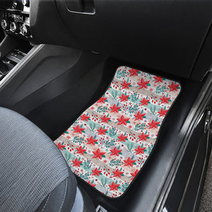 Cute Christmas Poinsettia Pattern Print Front Car Floor Mats