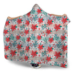 Cute Christmas Poinsettia Pattern Print Hooded Blanket