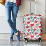 Cute Christmas Poinsettia Pattern Print Luggage Cover