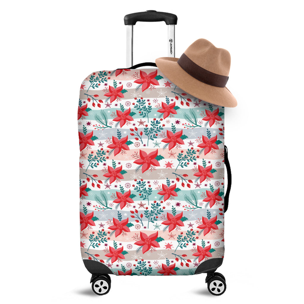 Cute Christmas Poinsettia Pattern Print Luggage Cover