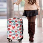 Cute Christmas Poinsettia Pattern Print Luggage Cover