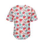 Cute Christmas Poinsettia Pattern Print Men's Baseball Jersey