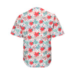 Cute Christmas Poinsettia Pattern Print Men's Baseball Jersey