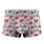 Cute Christmas Poinsettia Pattern Print Men's Boxer Briefs