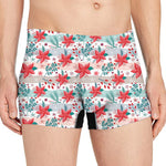 Cute Christmas Poinsettia Pattern Print Men's Boxer Briefs