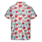 Cute Christmas Poinsettia Pattern Print Men's Short Sleeve Shirt