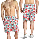 Cute Christmas Poinsettia Pattern Print Men's Shorts