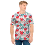 Cute Christmas Poinsettia Pattern Print Men's T-Shirt