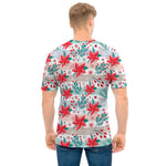 Cute Christmas Poinsettia Pattern Print Men's T-Shirt