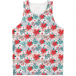Cute Christmas Poinsettia Pattern Print Men's Tank Top
