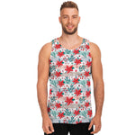 Cute Christmas Poinsettia Pattern Print Men's Tank Top