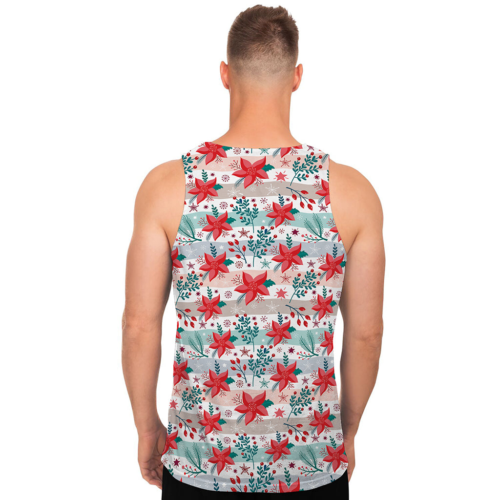 Cute Christmas Poinsettia Pattern Print Men's Tank Top