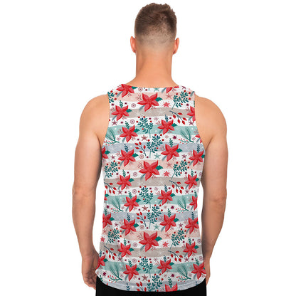 Cute Christmas Poinsettia Pattern Print Men's Tank Top