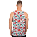 Cute Christmas Poinsettia Pattern Print Men's Tank Top