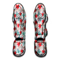 Cute Christmas Poinsettia Pattern Print Muay Thai Shin Guards