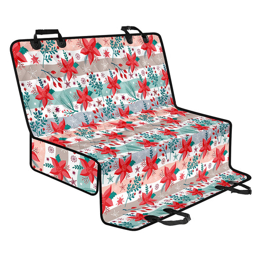 Cute Christmas Poinsettia Pattern Print Pet Car Back Seat Cover