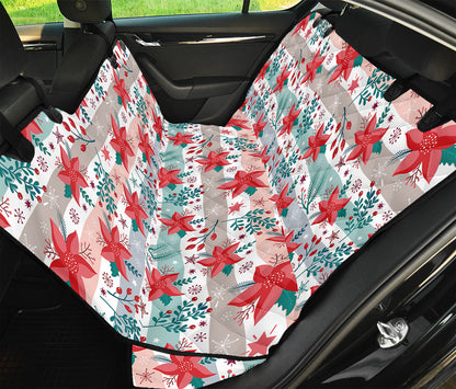 Cute Christmas Poinsettia Pattern Print Pet Car Back Seat Cover