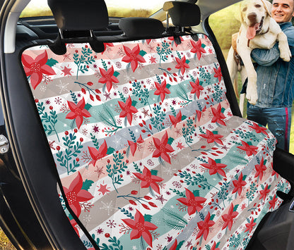 Cute Christmas Poinsettia Pattern Print Pet Car Back Seat Cover