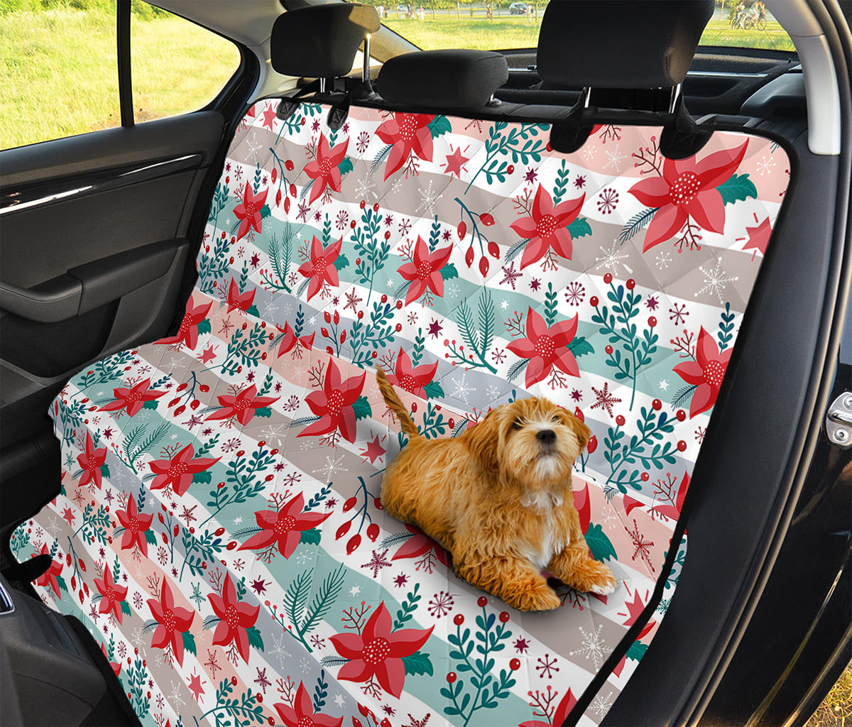 Cute Christmas Poinsettia Pattern Print Pet Car Back Seat Cover