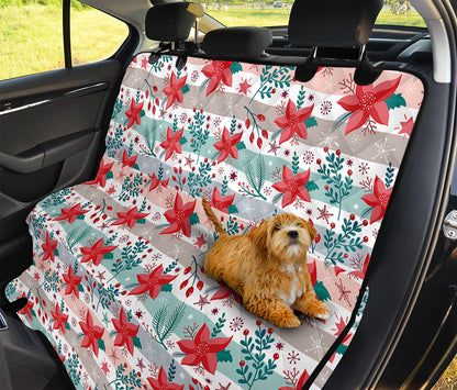 Cute Christmas Poinsettia Pattern Print Pet Car Back Seat Cover