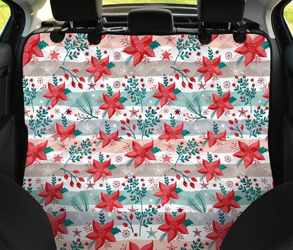 Cute Christmas Poinsettia Pattern Print Pet Car Back Seat Cover