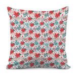 Cute Christmas Poinsettia Pattern Print Pillow Cover