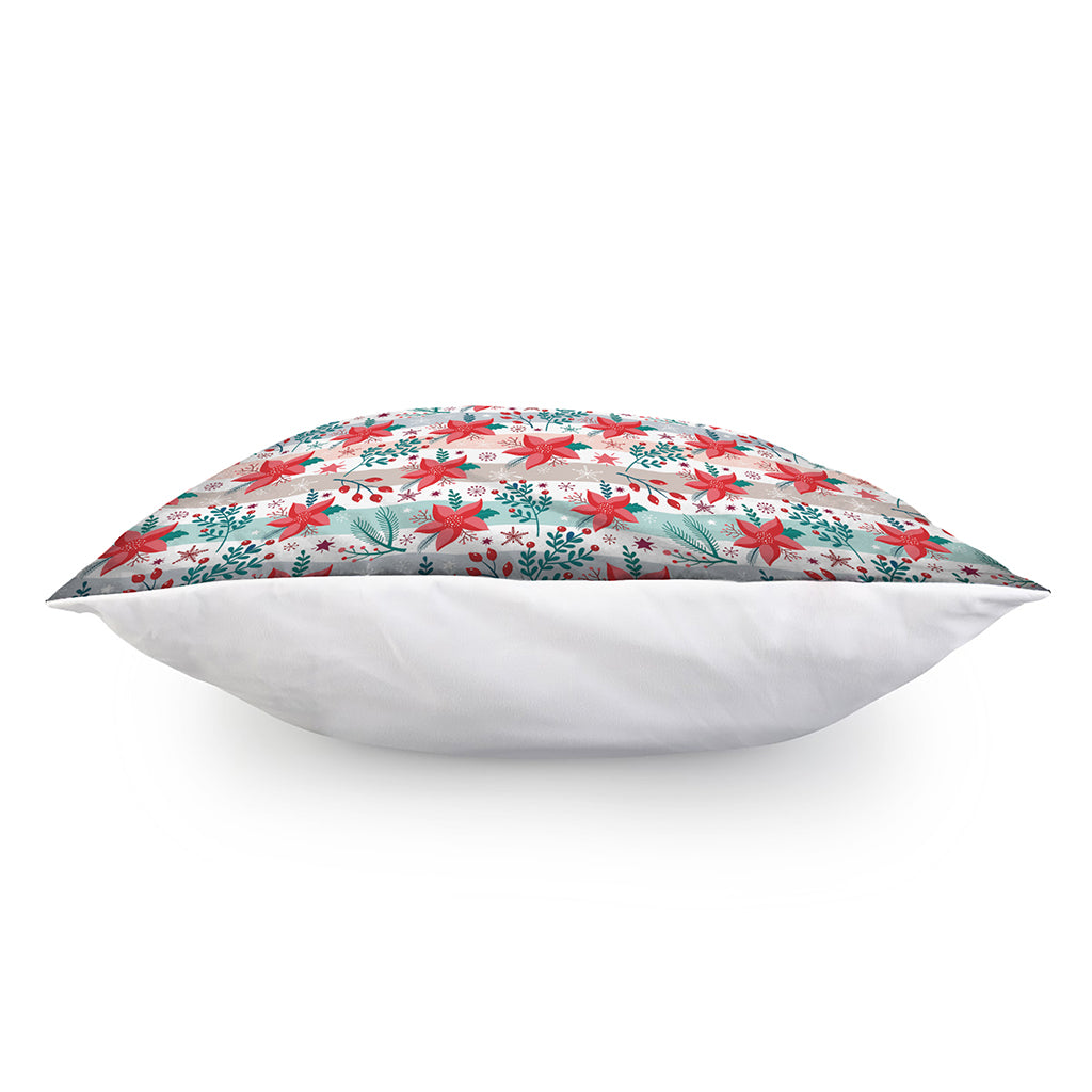Cute Christmas Poinsettia Pattern Print Pillow Cover