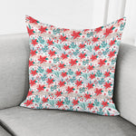 Cute Christmas Poinsettia Pattern Print Pillow Cover