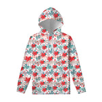 Cute Christmas Poinsettia Pattern Print Pullover Hoodie