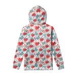 Cute Christmas Poinsettia Pattern Print Pullover Hoodie
