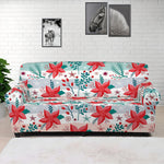 Cute Christmas Poinsettia Pattern Print Sofa Cover