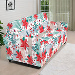Cute Christmas Poinsettia Pattern Print Sofa Cover