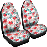 Cute Christmas Poinsettia Pattern Print Universal Fit Car Seat Covers