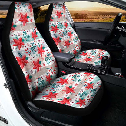 Cute Christmas Poinsettia Pattern Print Universal Fit Car Seat Covers
