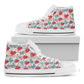 Cute Christmas Poinsettia Pattern Print White High Top Sneakers