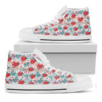 Cute Christmas Poinsettia Pattern Print White High Top Shoes