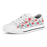 Cute Christmas Poinsettia Pattern Print White Low Top Shoes