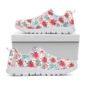 Cute Christmas Poinsettia Pattern Print White Running Shoes
