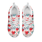 Cute Christmas Poinsettia Pattern Print White Sneakers