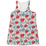 Cute Christmas Poinsettia Pattern Print Women's Racerback Tank Top