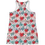 Cute Christmas Poinsettia Pattern Print Women's Racerback Tank Top