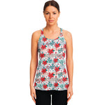 Cute Christmas Poinsettia Pattern Print Women's Racerback Tank Top