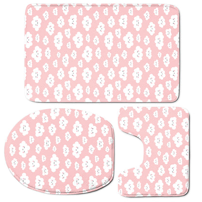 Cute Cloud Pattern Print 3 Piece Bath Mat Set