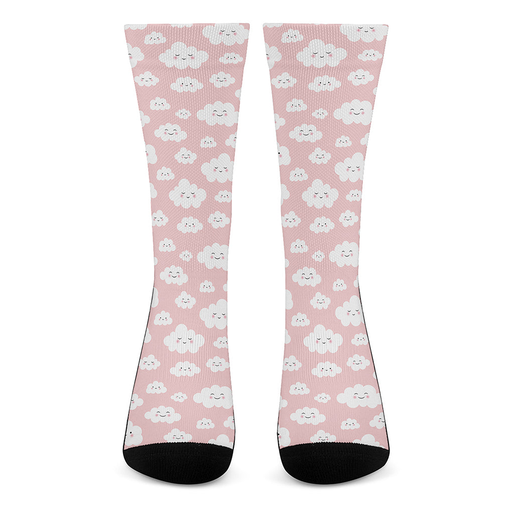 Cute Cloud Pattern Print Crew Socks