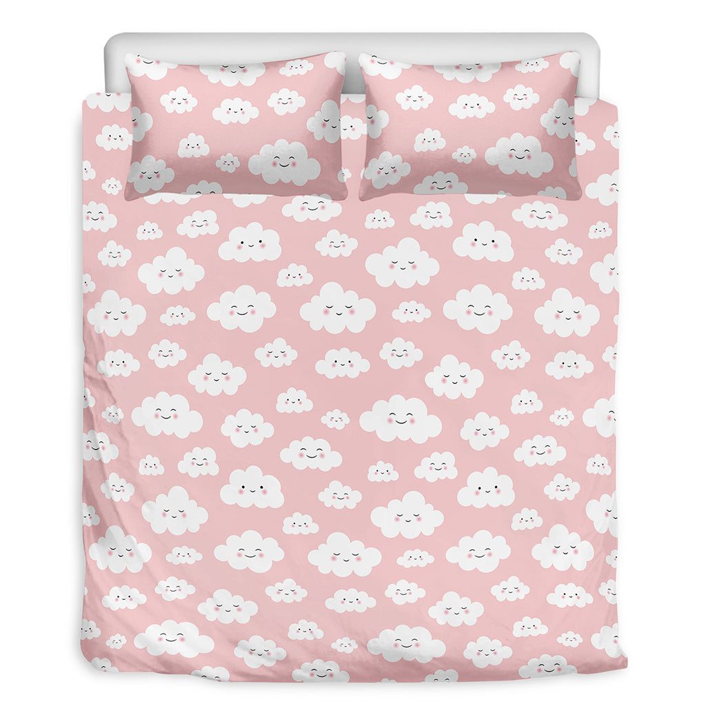 Cute Cloud Pattern Print Duvet Cover Bedding Set